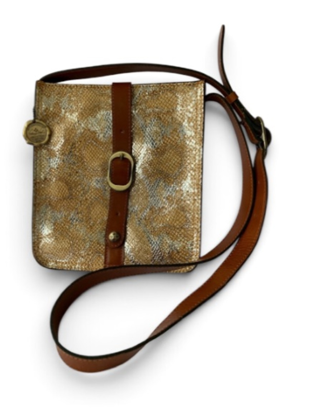 Patricia Nash Metallic Gold Snake Leather Crossbody - 10th Anniversary Edition